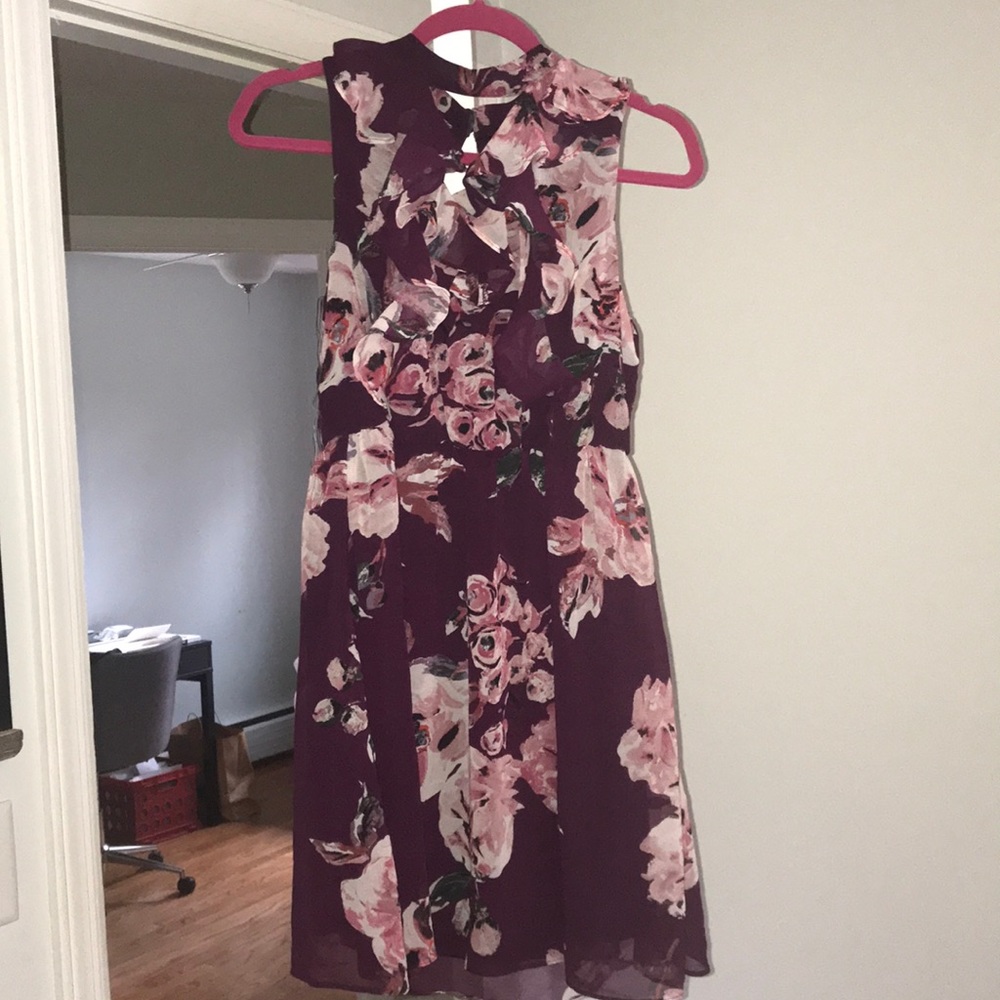 Floral Purple Ruffle-top Dress